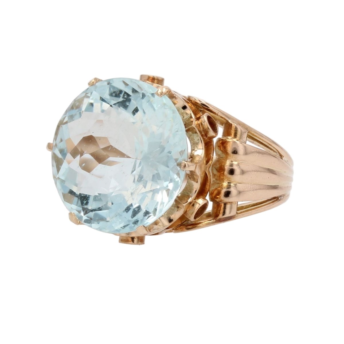 Bague Cocktail en or jaune et aigue - marine - Castafiore