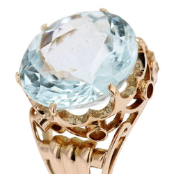 Bague Cocktail en or jaune et aigue - marine - Castafiore