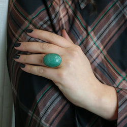 Bague Cocktail en or jaune et amazonite - Castafiore