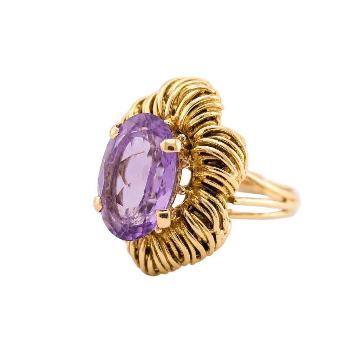 Bague Cocktail en or jaune et améthyste - Castafiore