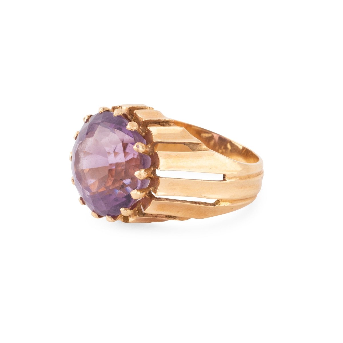 Bague Cocktail en or jaune et améthyste - Castafiore