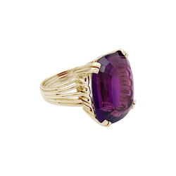 Bague Cocktail en or jaune et améthyste - Castafiore