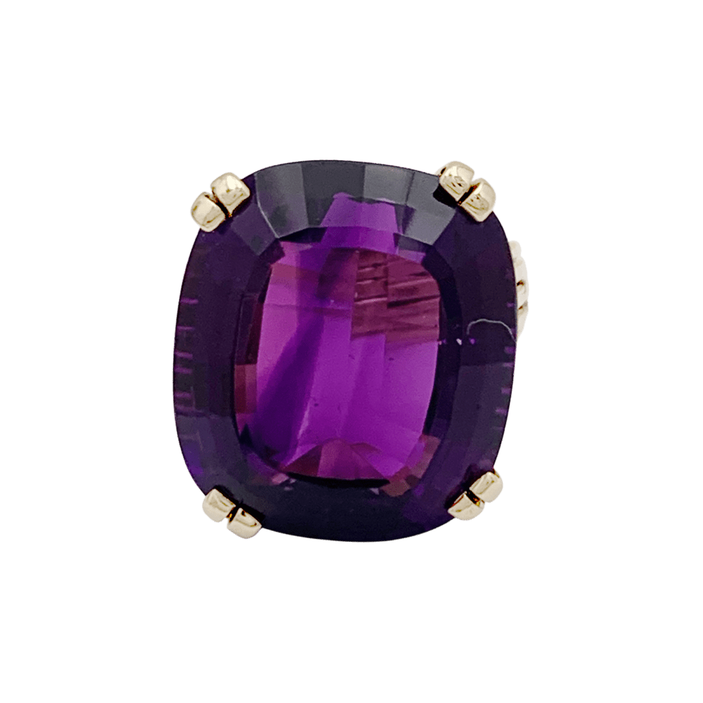 Bague Cocktail en or jaune et améthyste - Castafiore