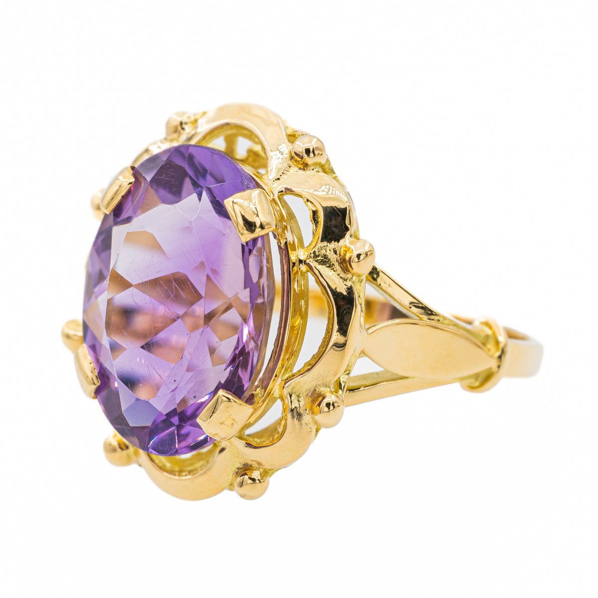 Bague Cocktail en or jaune et améthyste - Castafiore