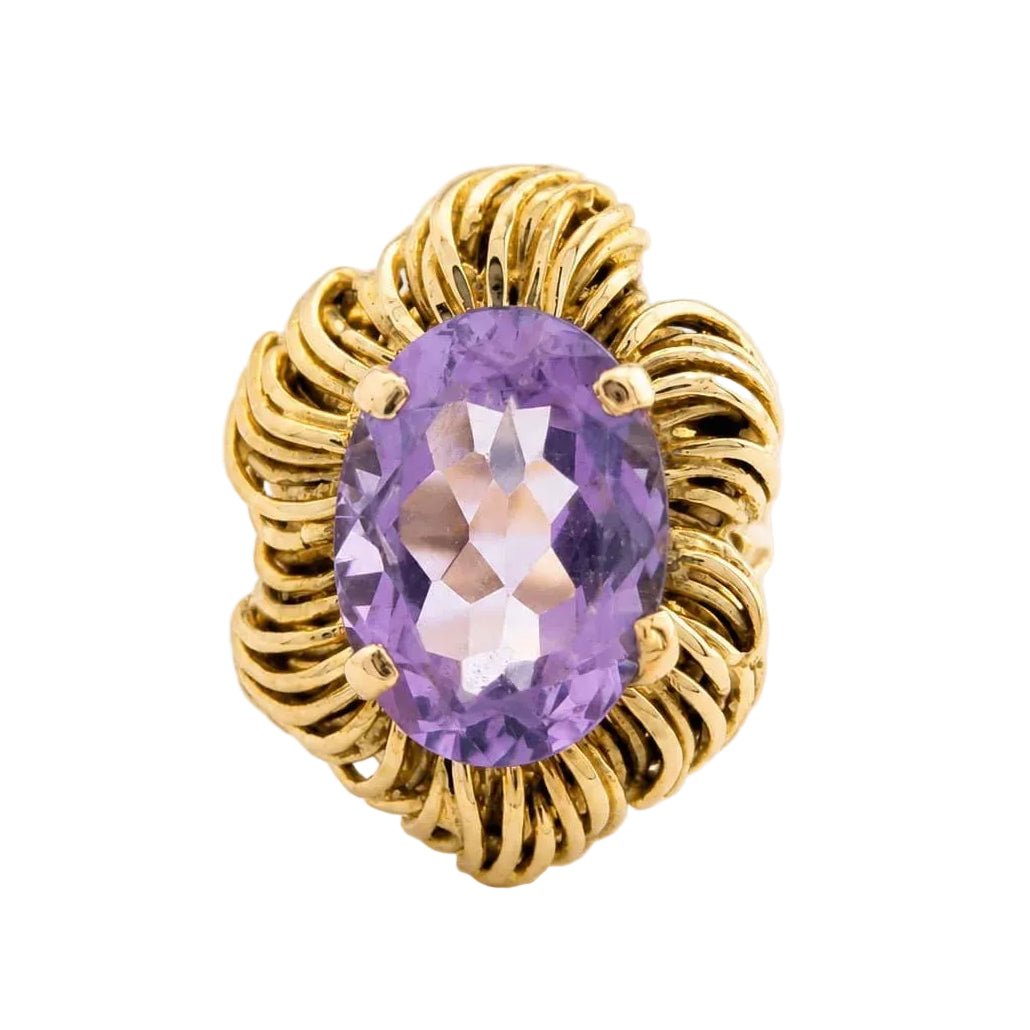 Bague Cocktail en or jaune et améthyste - Castafiore
