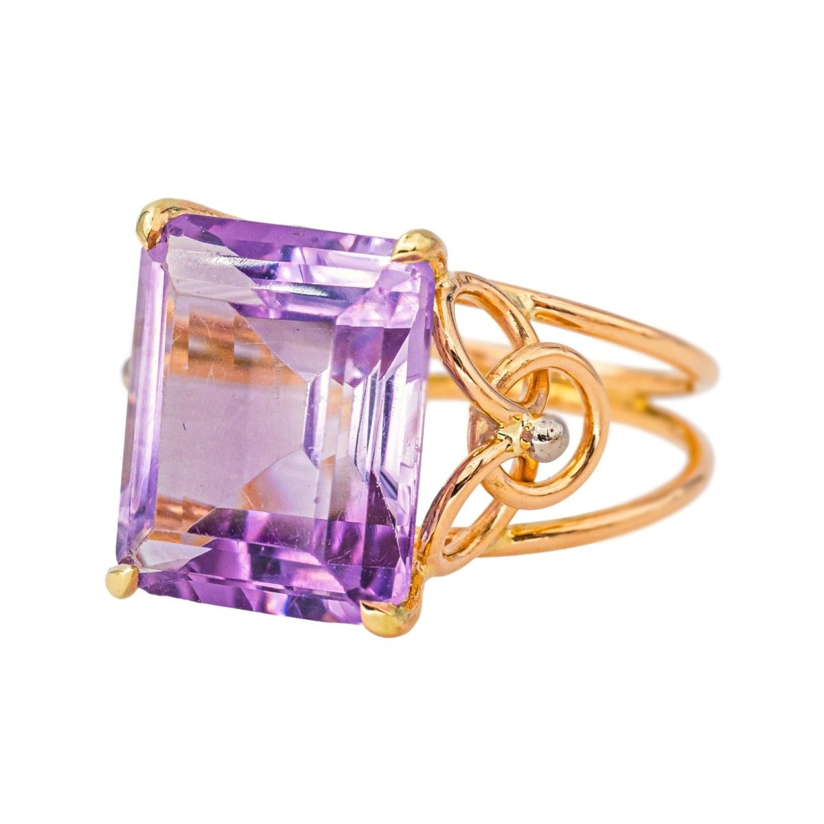 Bague Cocktail en or jaune et améthyste - Castafiore