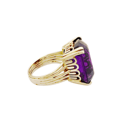 Bague Cocktail en or jaune et améthyste - Castafiore