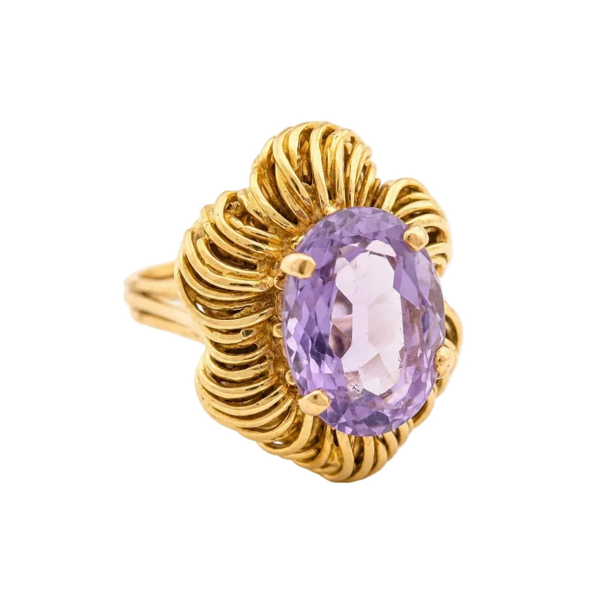 Bague Cocktail en or jaune et améthyste - Castafiore