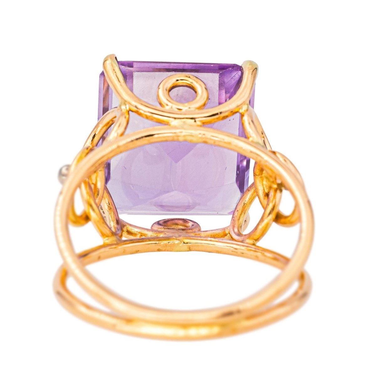 Bague Cocktail en or jaune et améthyste - Castafiore