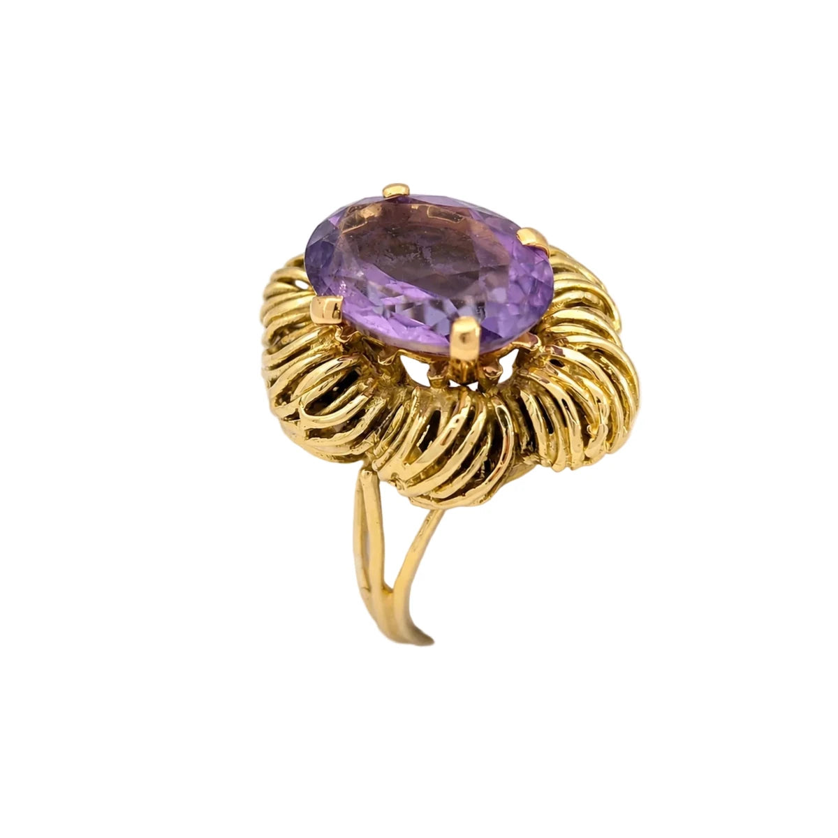 Bague Cocktail en or jaune et améthyste - Castafiore