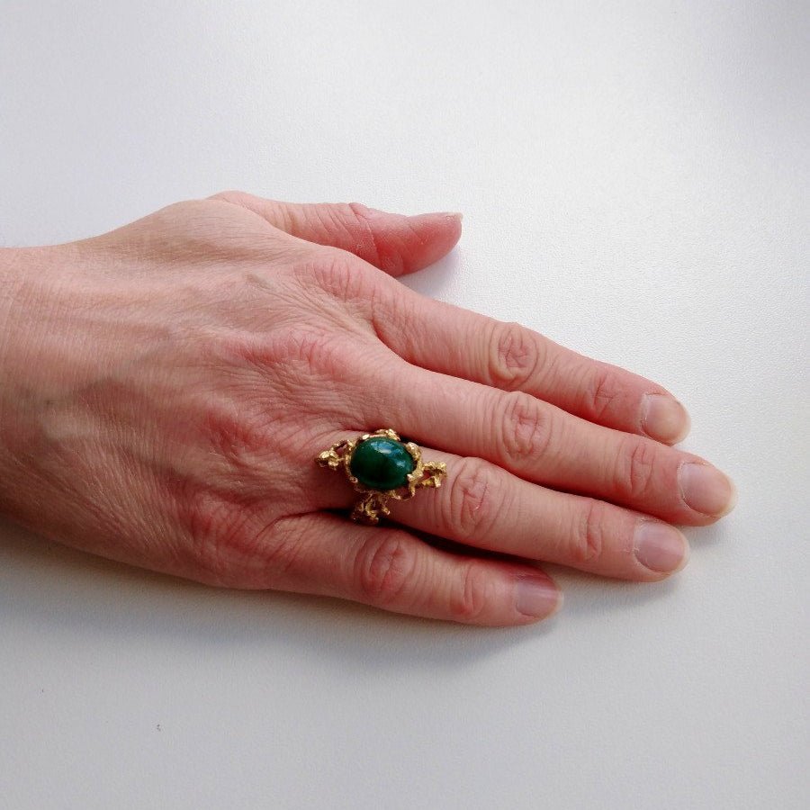Bague Cocktail en or jaune et aventurine - Castafiore