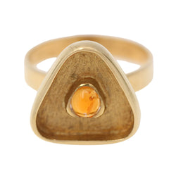 Bague Cocktail en or jaune et Cabouchon Citrine - Castafiore