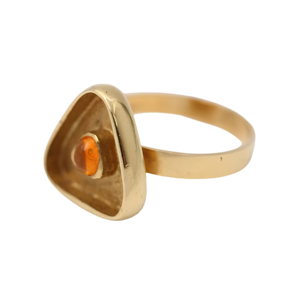 Bague Cocktail en or jaune et Cabouchon Citrine - Castafiore