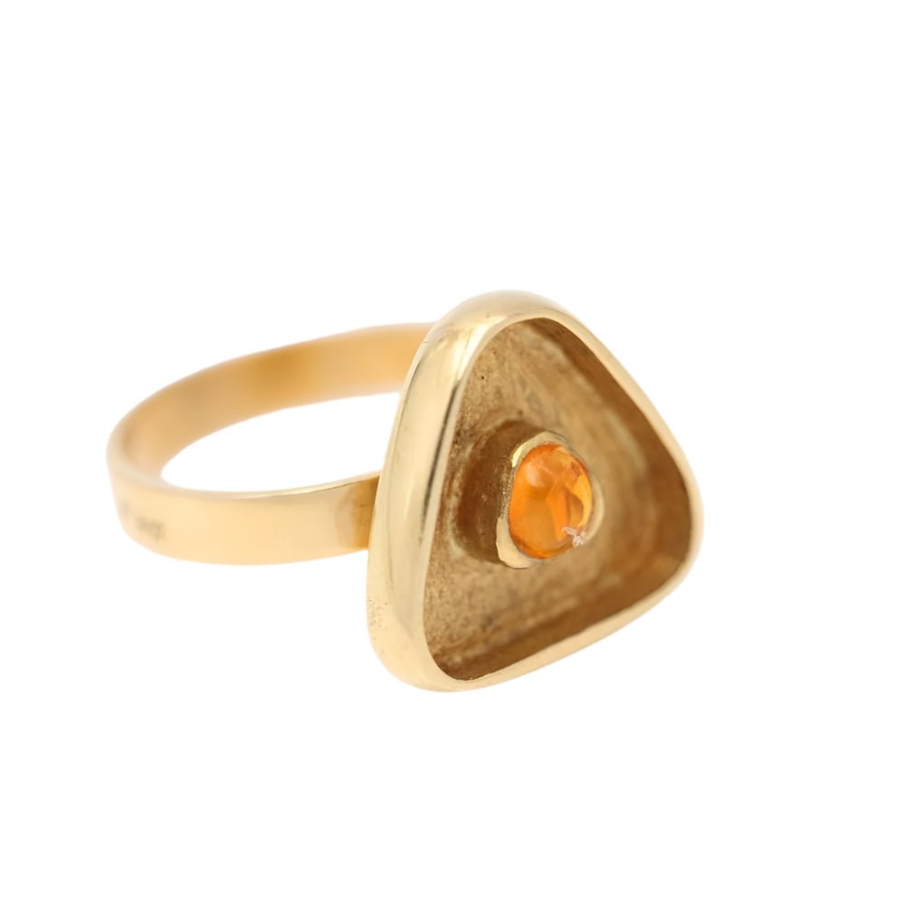 Bague Cocktail en or jaune et Cabouchon Citrine - Castafiore