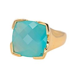 Bague Cocktail en or jaune et calcédoine - Castafiore