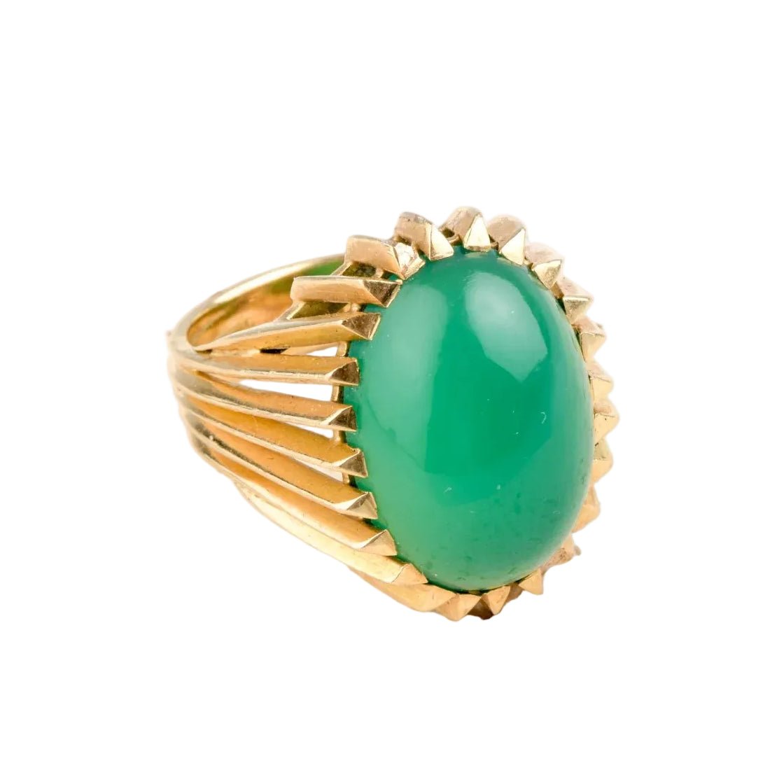 Bague Cocktail en or jaune et chrysoprase - Castafiore