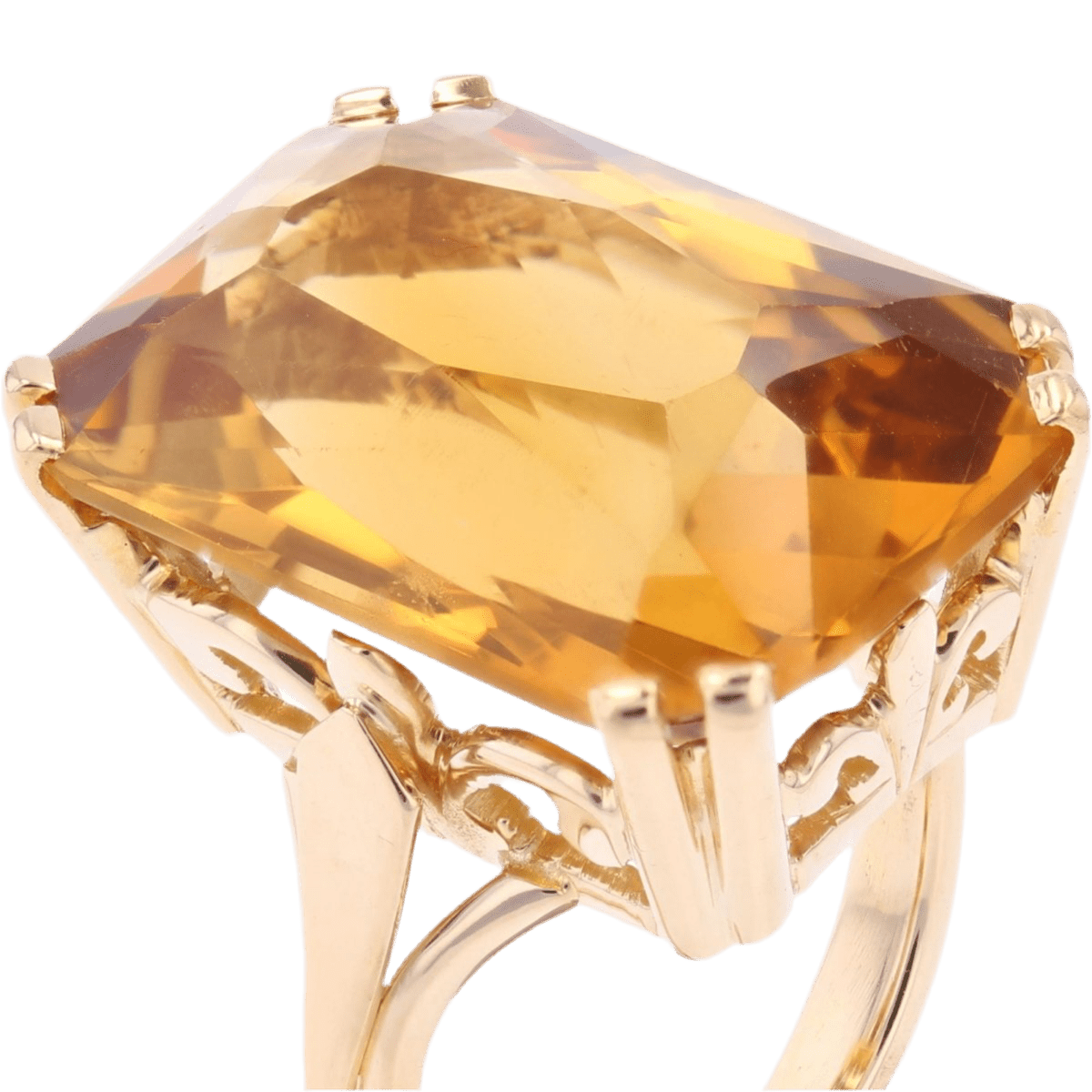 Bague Cocktail en or jaune et citrine - Castafiore