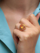 Bague Cocktail en or jaune et citrine - Castafiore