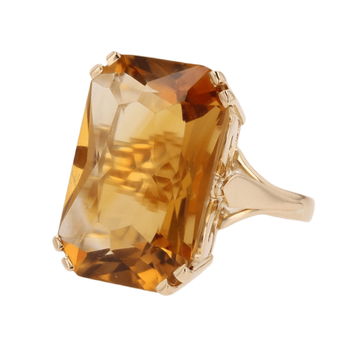 Bague Cocktail en or jaune et citrine - Castafiore