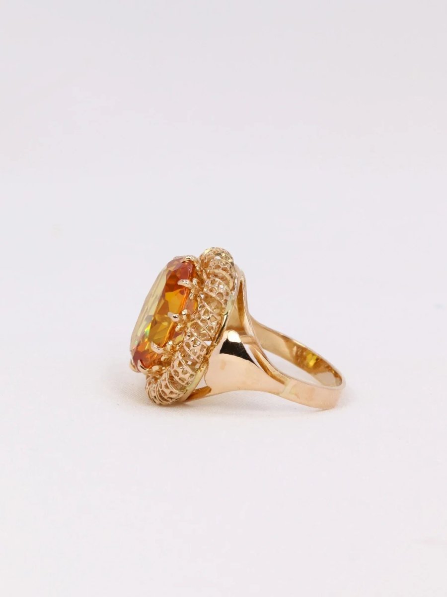 Bague Cocktail en or jaune et citrine - Castafiore