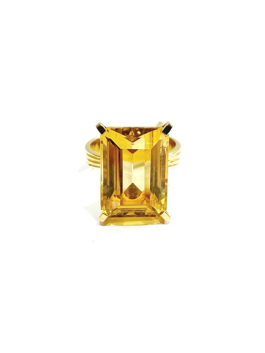Bague Cocktail en or jaune et citrine - Castafiore