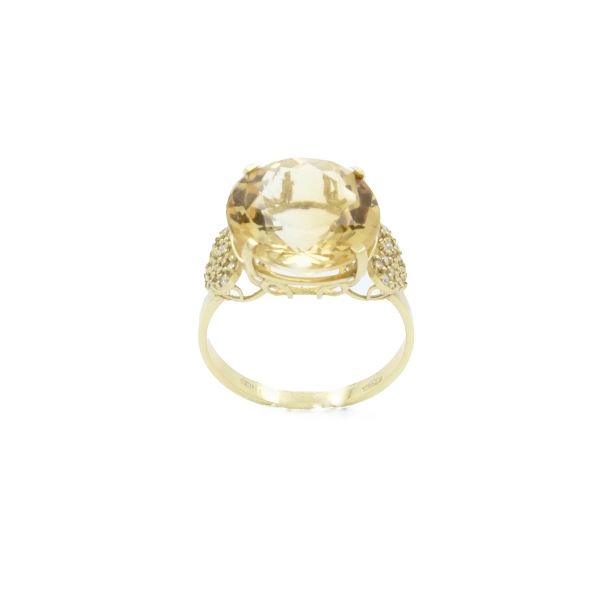 Bague cocktail en or jaune et citrine - Castafiore