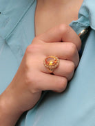 Bague Cocktail en or jaune et citrine - Castafiore