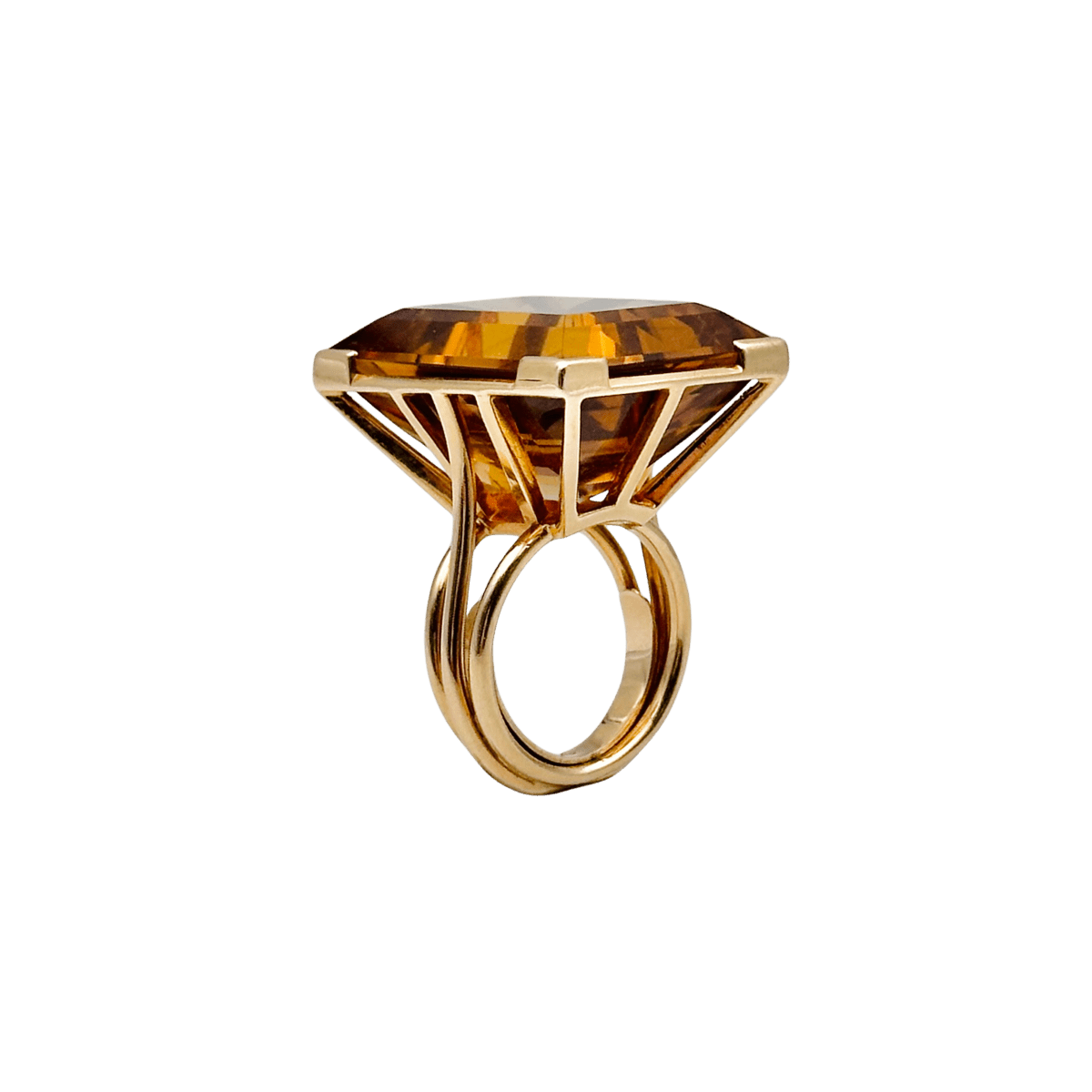 Bague Cocktail en or jaune et citrine - Castafiore