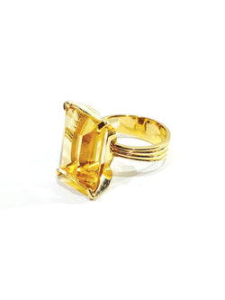 Bague Cocktail en or jaune et citrine - Castafiore