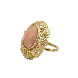 Bague Cocktail en or jaune et corail - Castafiore