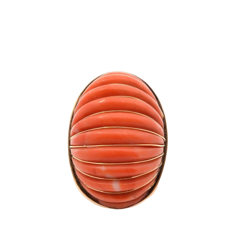 Bague Cocktail en or jaune et corail - Castafiore