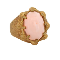 Bague Cocktail en or jaune et corail - Castafiore