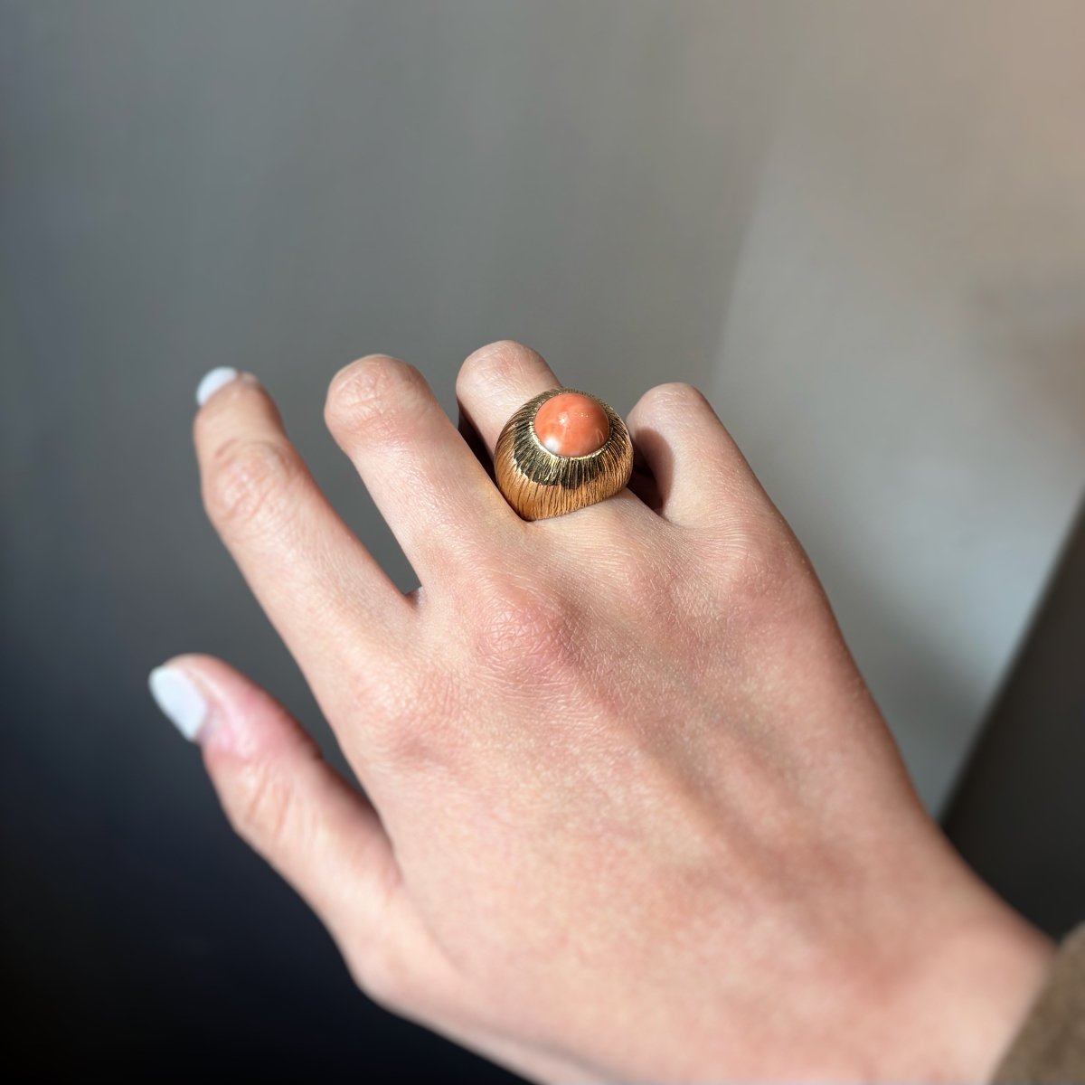 Bague Cocktail en or jaune et corail - Castafiore
