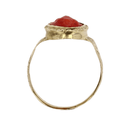 Bague Cocktail en or jaune et corail - Castafiore