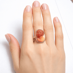 Bague Cocktail en or jaune et corail - Castafiore