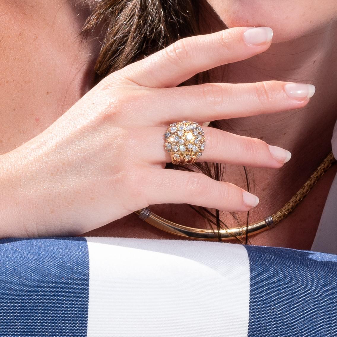 Bague Cocktail en or jaune et diamant - Castafiore