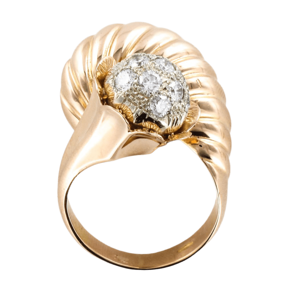 Bague Cocktail en or jaune et diamants - Castafiore