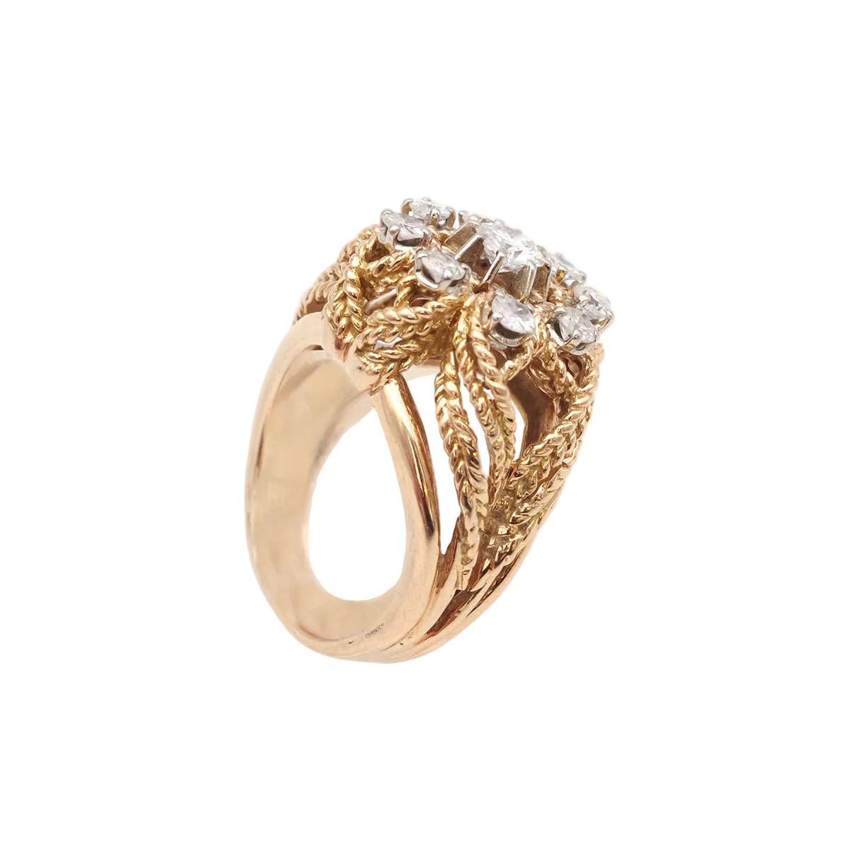 Bague Cocktail en or jaune et diamants - Castafiore