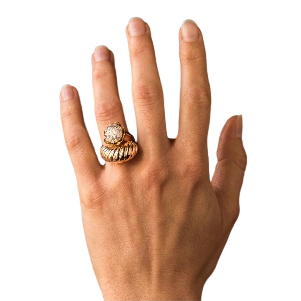 Bague Cocktail en or jaune et diamants - Castafiore