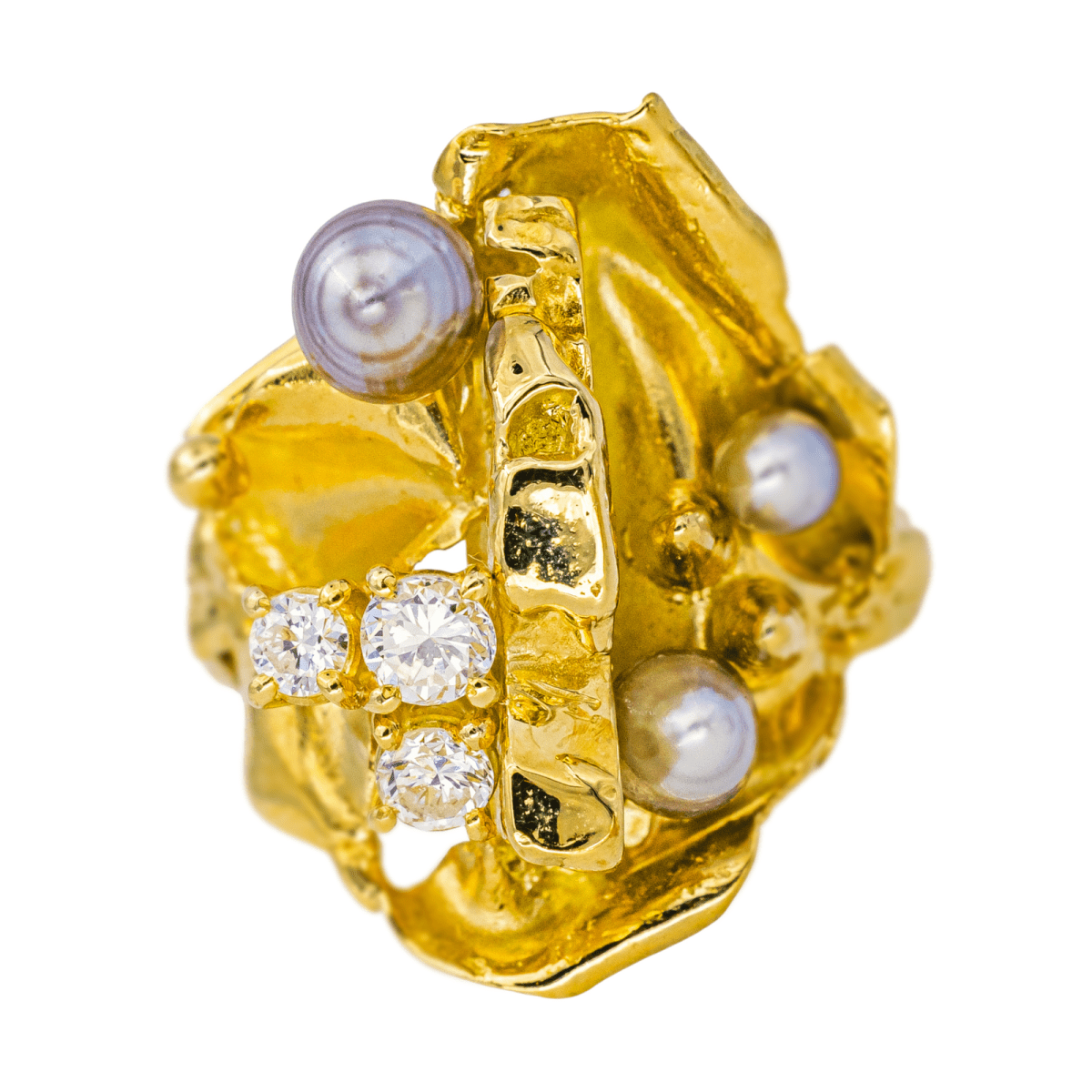 Bague Cocktail en or jaune et diamants - Castafiore