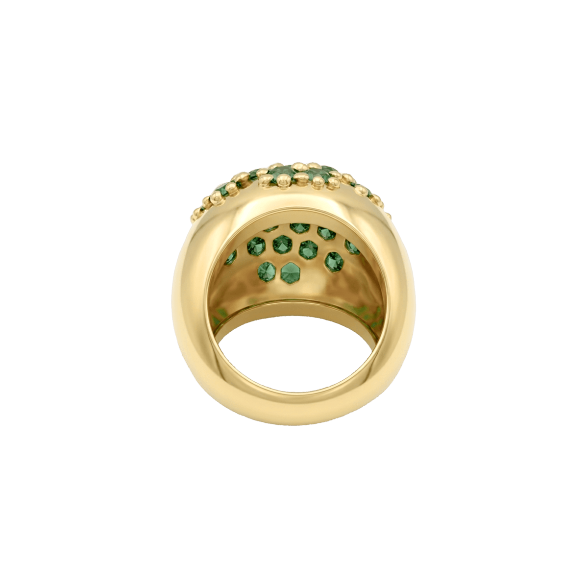 Bague Cocktail en or jaune et émeraudes - Castafiore