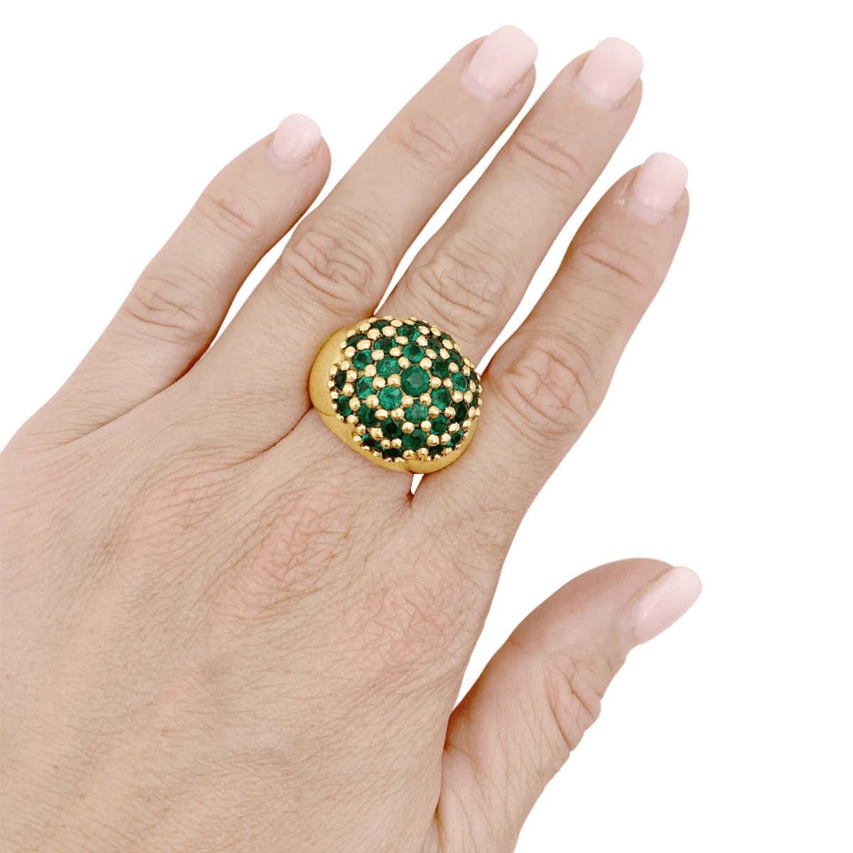 Bague Cocktail en or jaune et émeraudes - Castafiore
