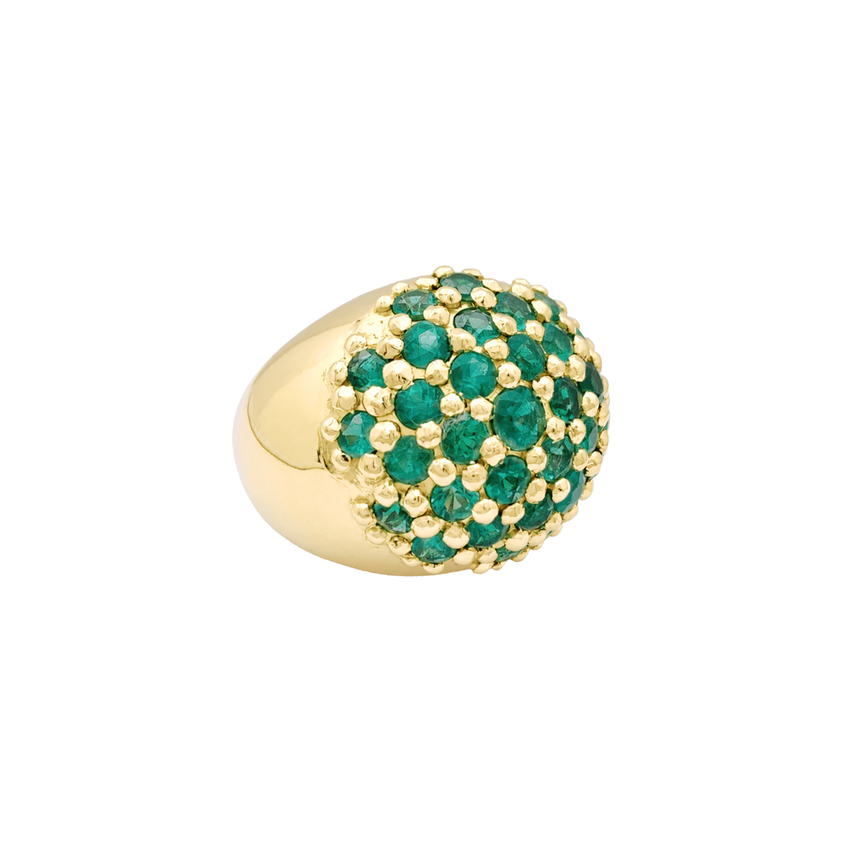Bague Cocktail en or jaune et émeraudes - Castafiore