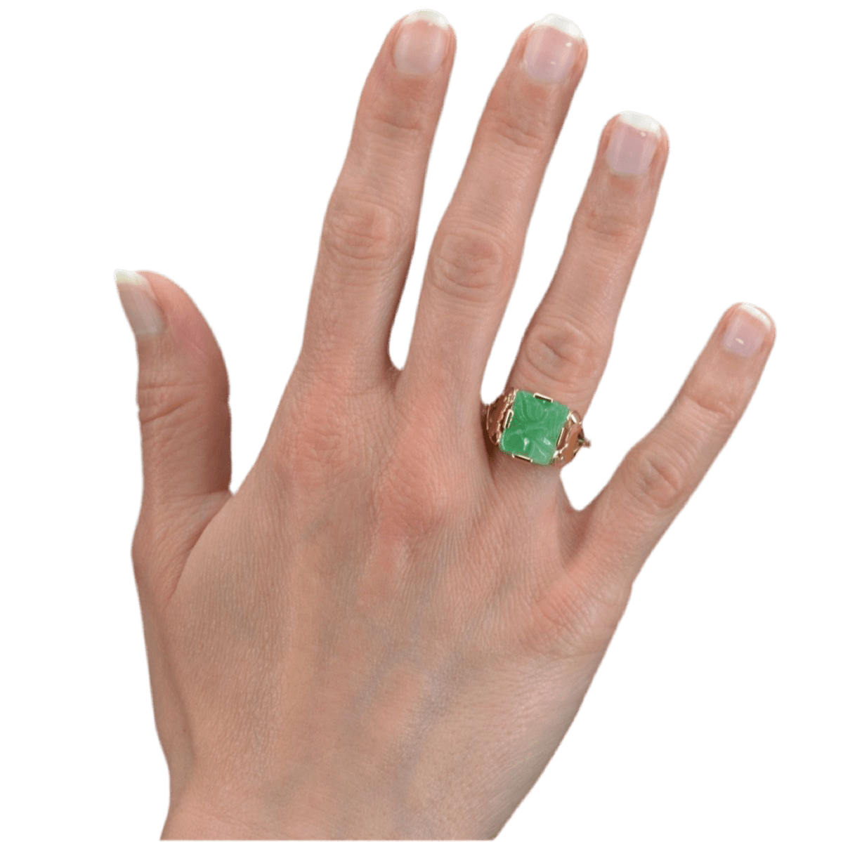 Bague Cocktail en or jaune et jade - Castafiore