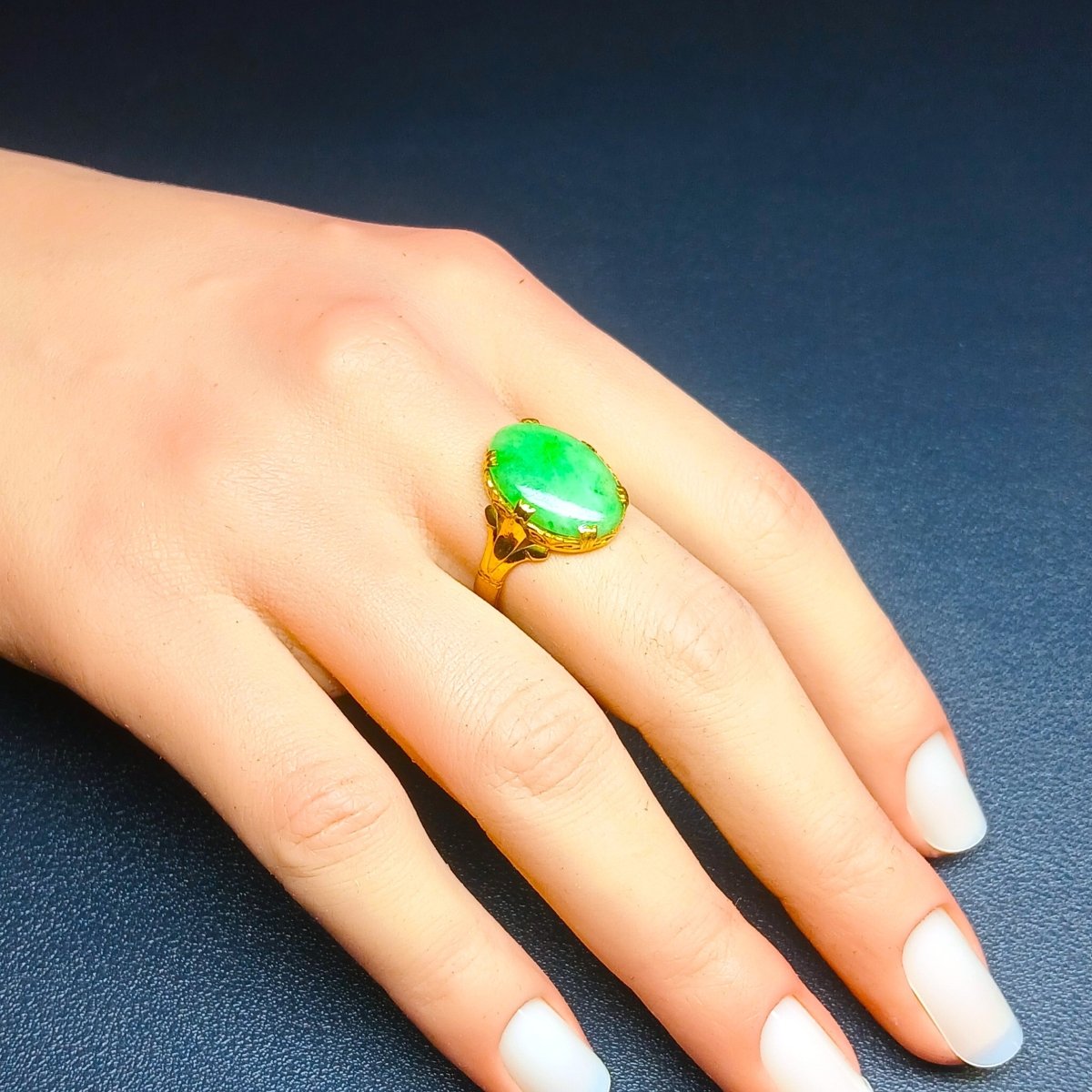 Bague Cocktail en or jaune et jade - Castafiore