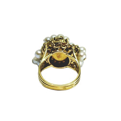 Bague Cocktail en or jaune et perles - Castafiore