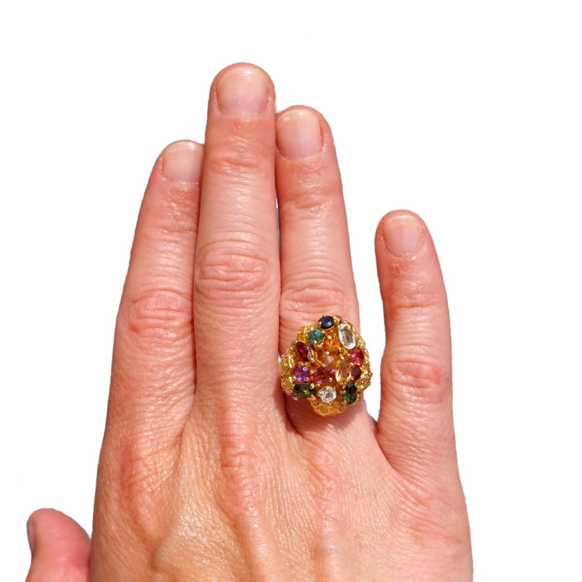 Bague Cocktail en or jaune et pierres fines - Castafiore