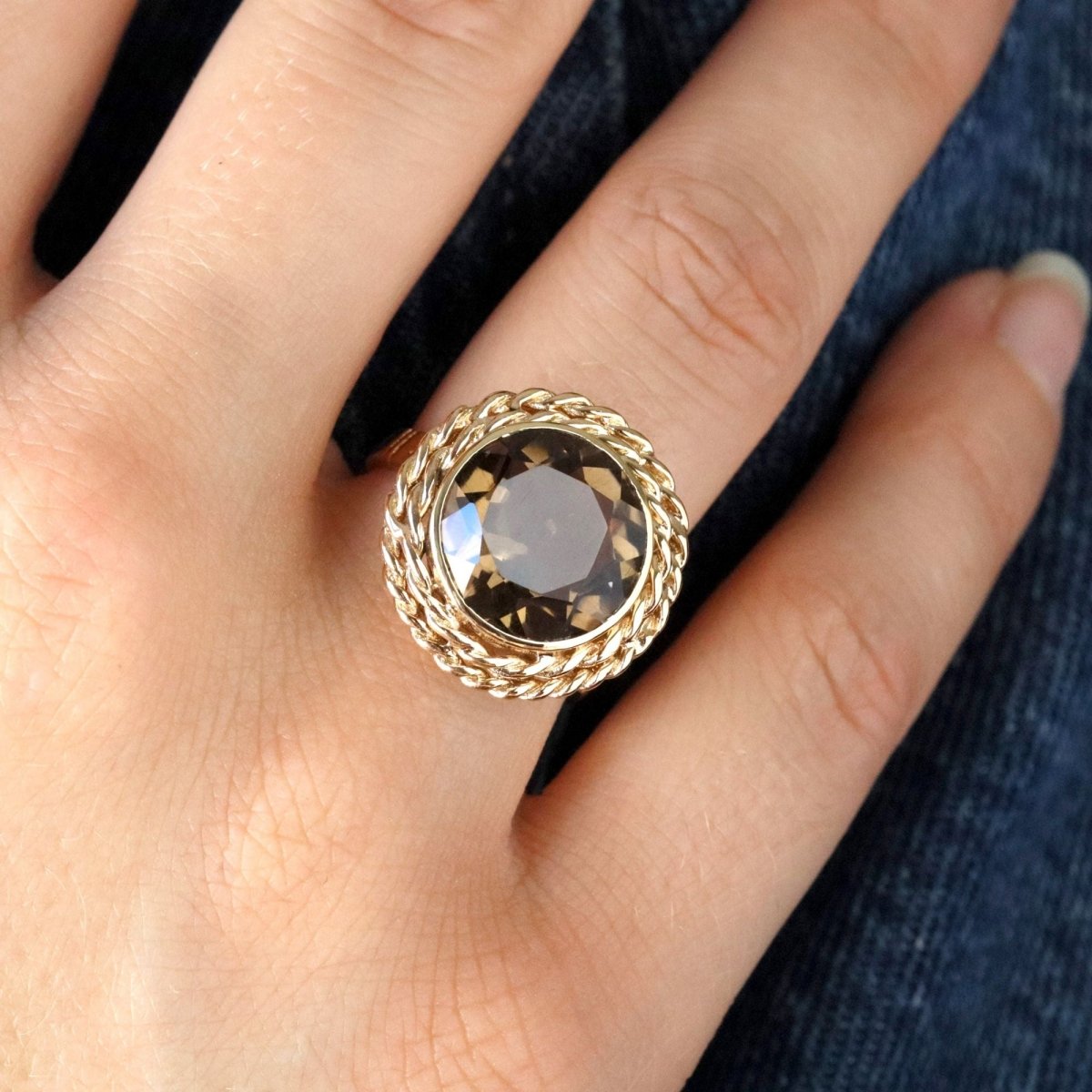 Bague Cocktail en or jaune et quartz - Castafiore