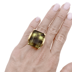 Bague Cocktail en or jaune et quartz - Castafiore