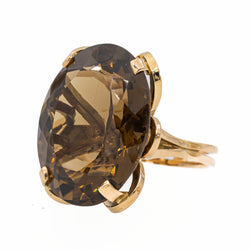 Bague Cocktail en or jaune et quartz fumé - Castafiore